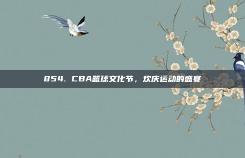 854. CBA篮球文化节，欢庆运动的盛宴