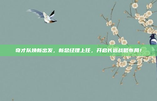 奇才队焕新出发，新总经理上任，开启长远战略布局！