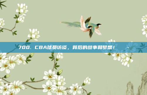 700. CBA球员访谈，背后的故事和梦想！💬