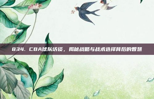 834. CBA球队访谈，揭秘战略与战术选择背后的智慧